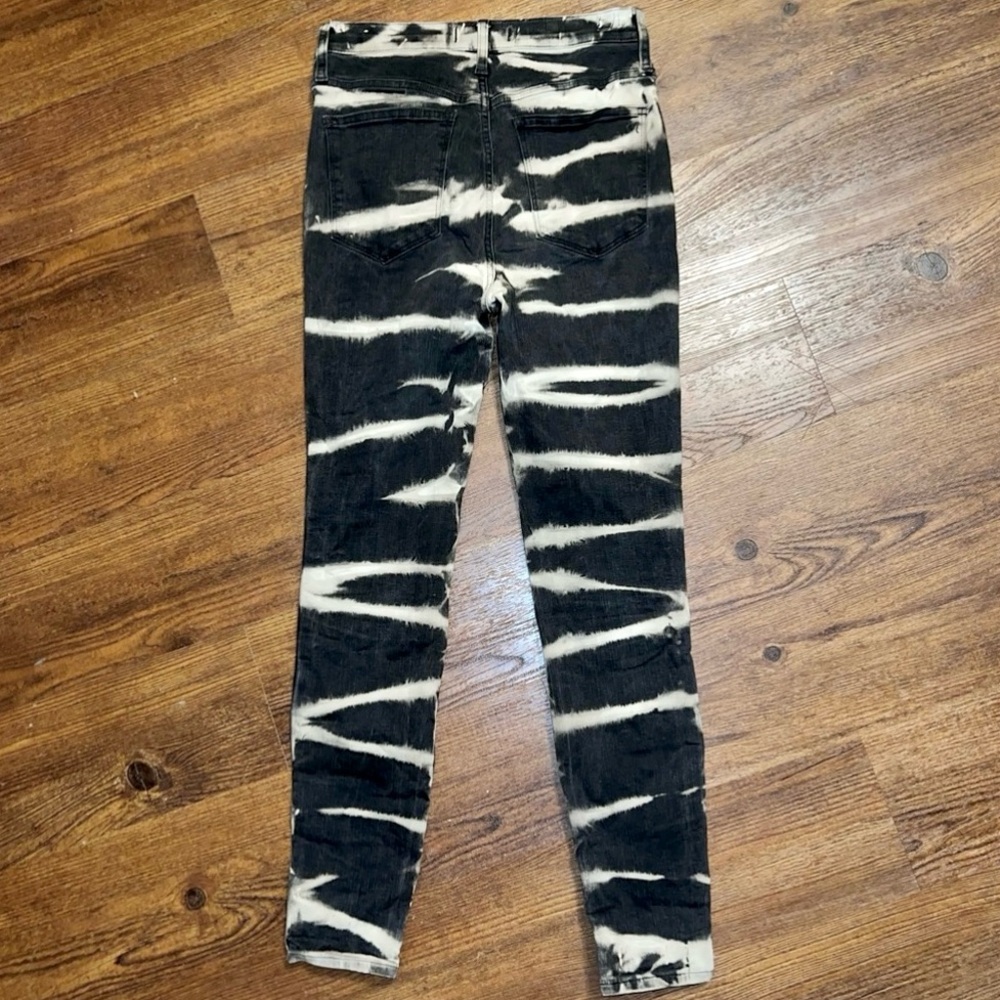 Madewell Black High Rise Trendy Grunge Skinny Jeans White Stripe Pattern Size 26 - Picture 4 of 12